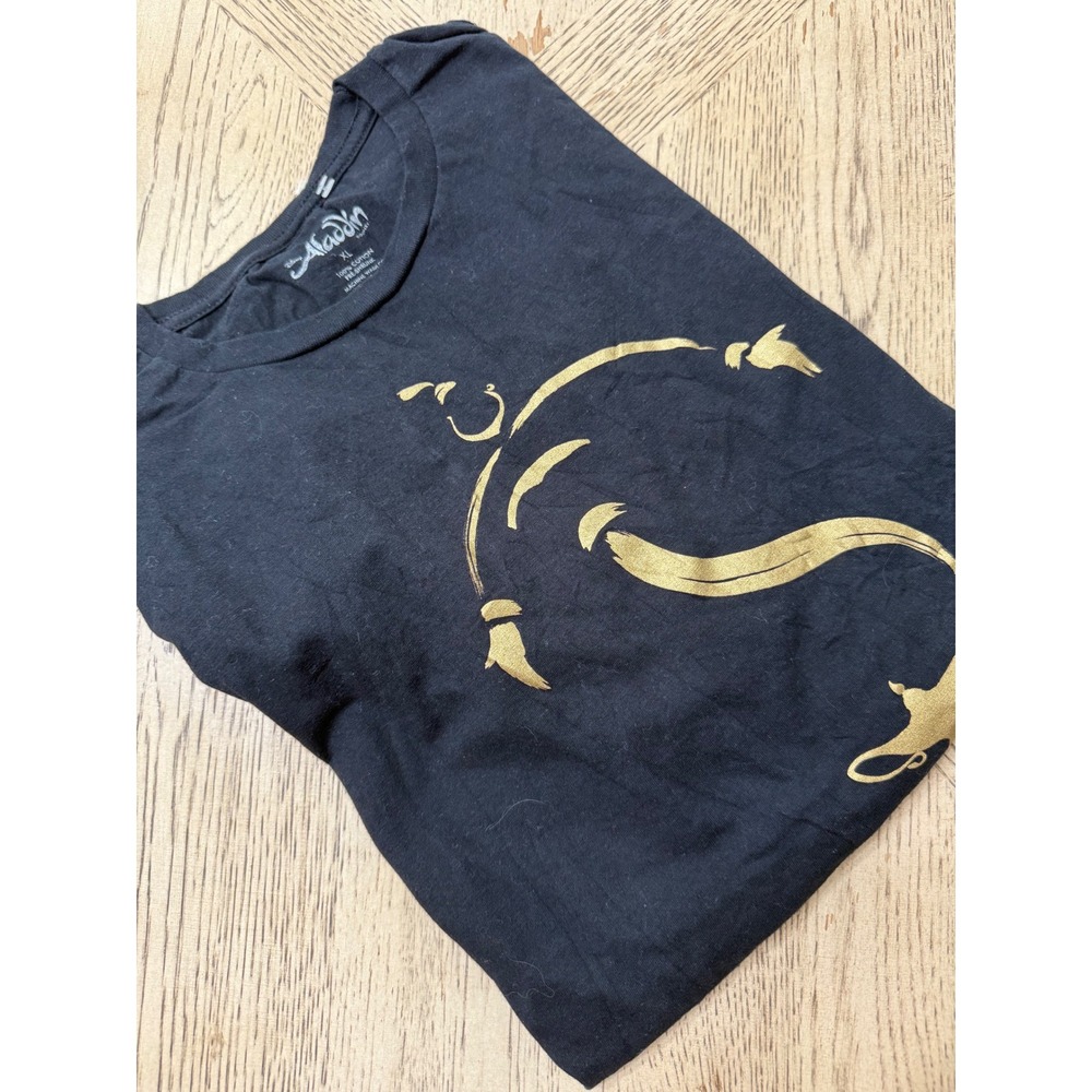 Disney‎ Aladdin The Hit Broadway Musical Black T Shirt Gold Graphic XL